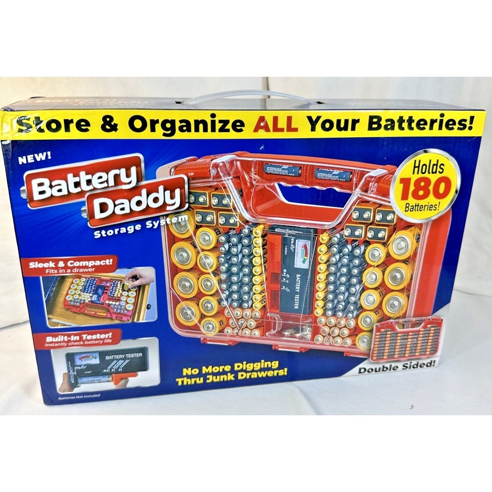 Battery Daddy 180 quantity Storage System Caddy Organizer -Case & Tester Sealed